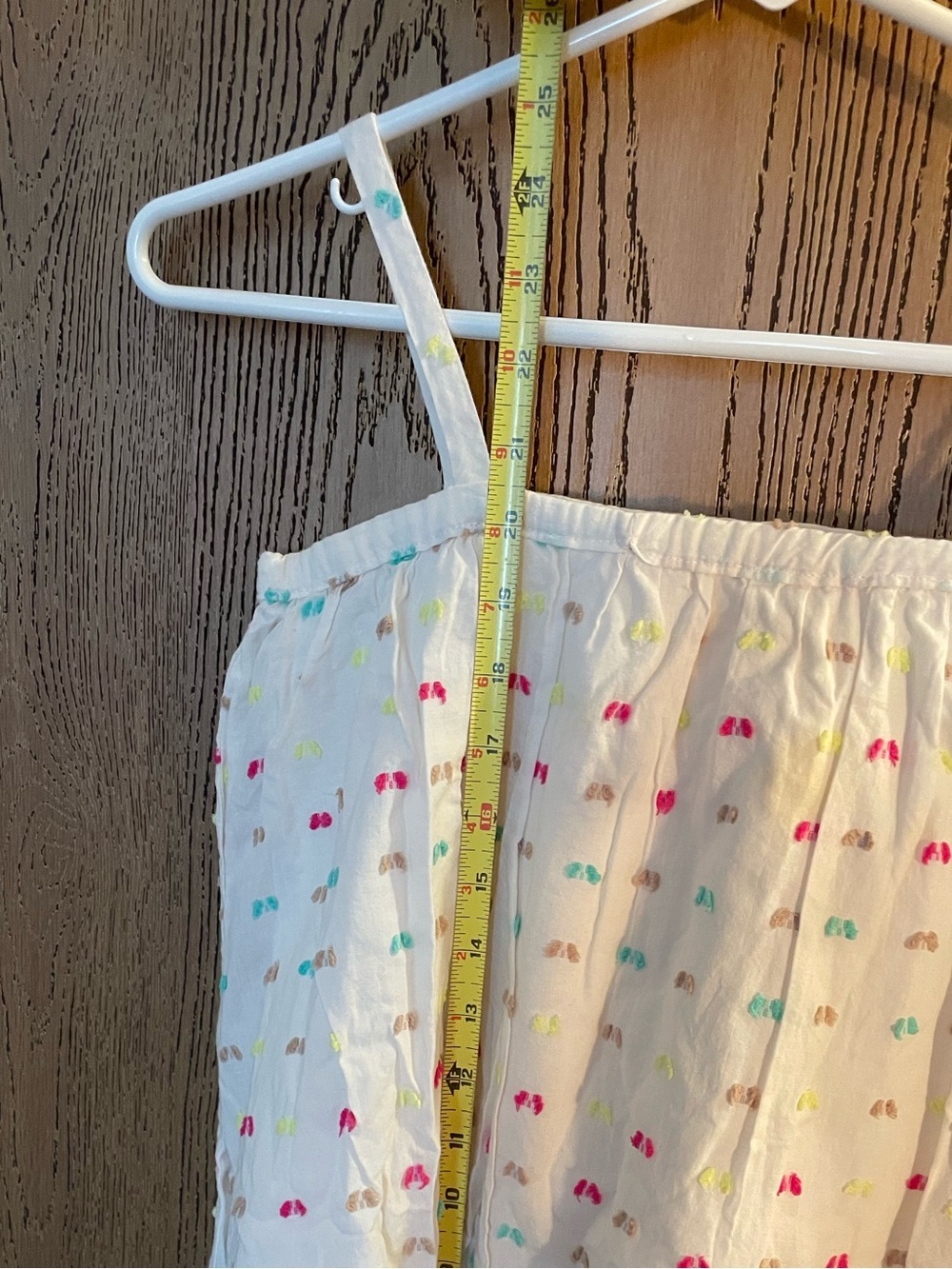 White Spaghetti Strap Tank with Multicolor Embroidered Dots - Picture 7 of 8